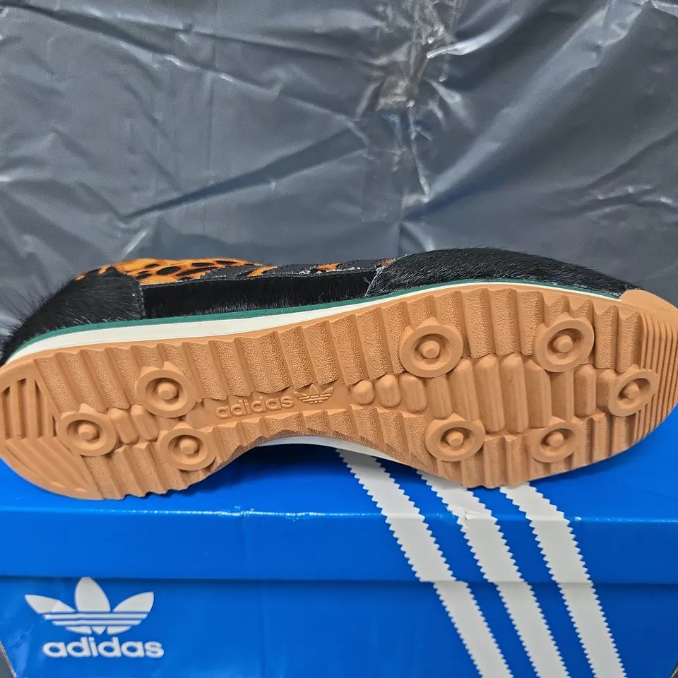 BOXED PAIR OF ADIDAS ORIGINALS SL 72 WOMENS TRAINERS IN ANIMAL PRINT MULTI - UK 7.5