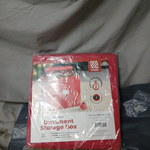 ZOBER ORNAMENT STORAGE BOX – RED, NON-WOVEN, 64 SLOTS