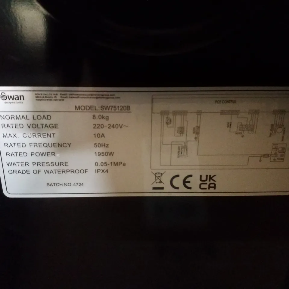 SWAN 8KG 1400 SPIN FREESTANDING WASHING MACHINE - BLACK