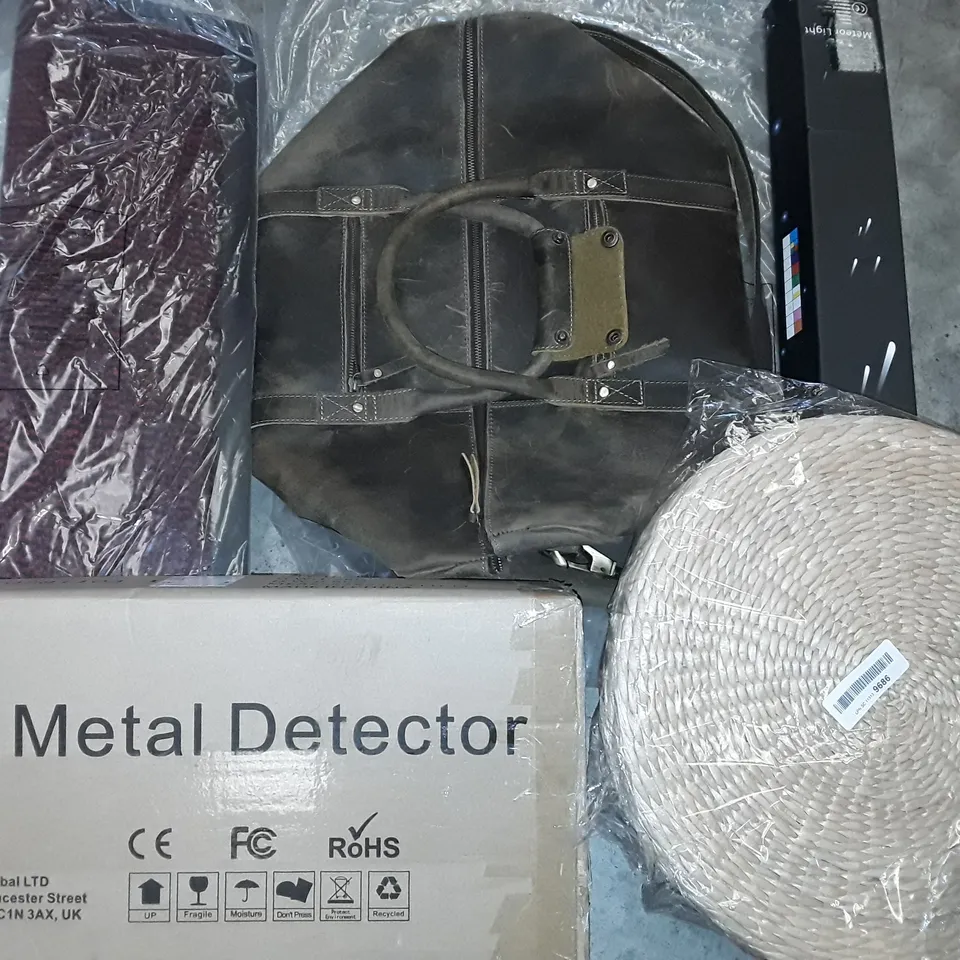 PALLET OF ASSORTED HOUSEHOLD ITEMS TO INCLUDE COSORI AIR FRYER, BROWN LEATHER LOOK BAG AND METAL DETECTOR