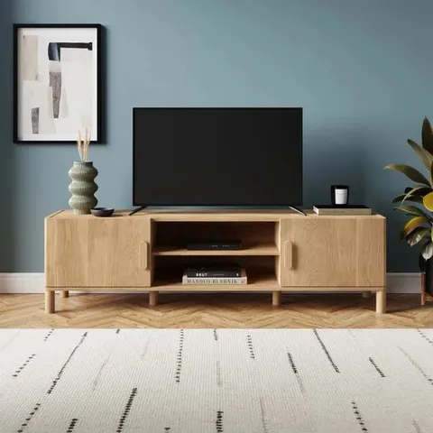 BOXED HATTON EXTRA WIDE TV UNIT FOR TVS UP TO 75", OAK EFFECT (1 BOX)