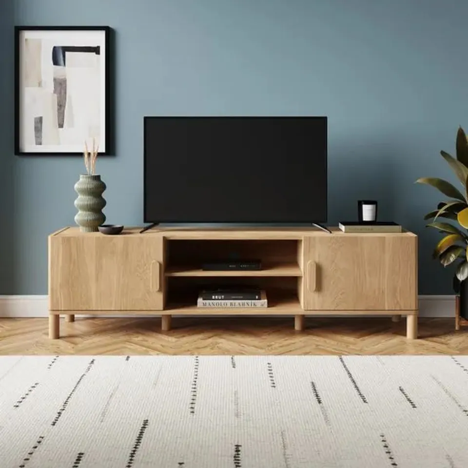 BOXED HATTON EXTRA WIDE TV UNIT FOR TVS UP TO 75", OAK EFFECT (1 BOX)