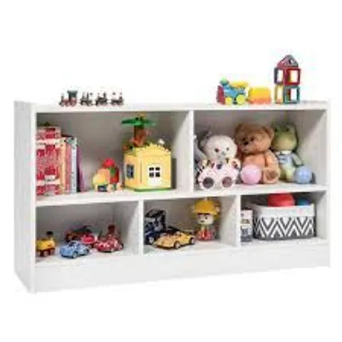 BOXED COSTWAY KIDS 2-SHELF BOOKCASE 5-CUBE WOOD TOY STORAGE CABINET ORGANIZER -GREY