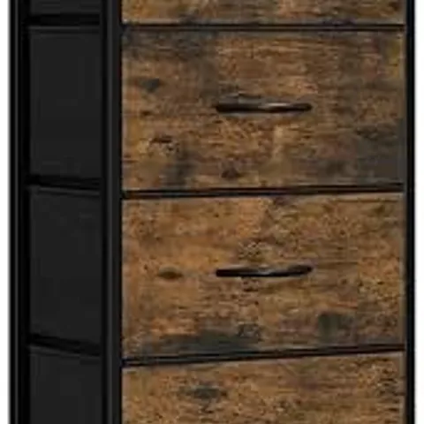 BOXED YITAHOME CHEST OF DRAWER WITH 4 DRAWERS FOR BEDROOM FABRIC DRESSER STORAGE DRAWERS WITH HANDLES METAL FRAME ,BROWN