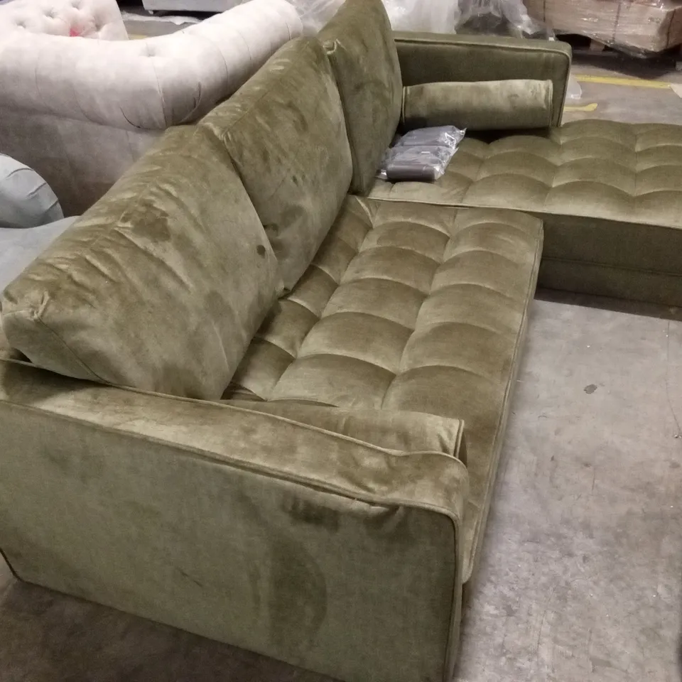 NEW ORLEANS FABRIC CHAISE SOFA - OLIVE RRP £899