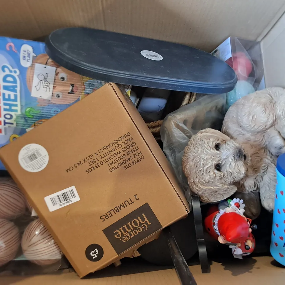 LOT OF APPROXIMATELY 20 ASSORTED HOUSEHOLD ITEMS TO INCLUDE CONTIGO WATER BOTTLE, DISNEY COLOURING BOOK AND DOG ORNAMENT 