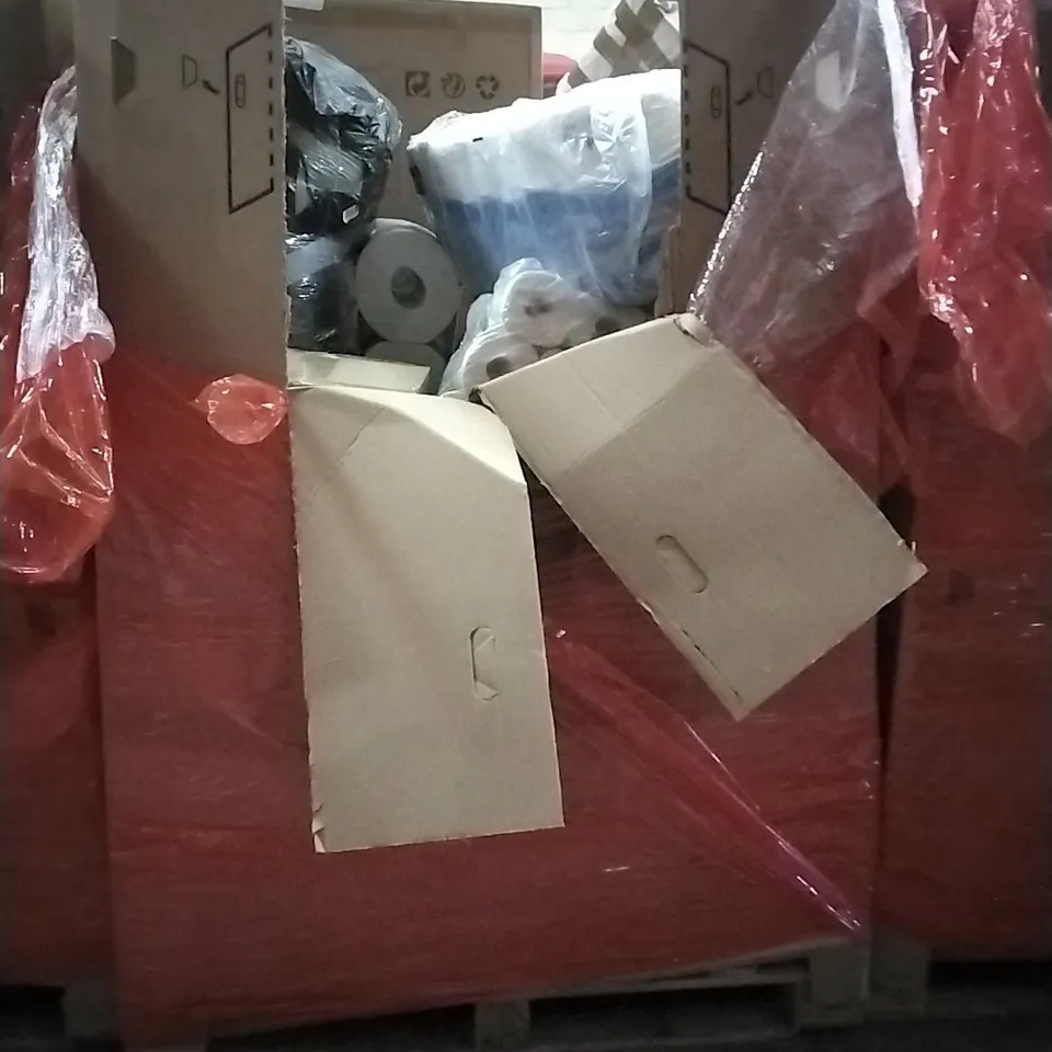 PALLET OF HOUSEHOLD ITEMS TO INCLUDE PICTURE FRAMES, PULL UP BAR,CORK YOGA MAT,UNDER DESK ELECTRIC ELLIPTICAL  TRAINER AND OTHER ASSORTED ITEMS...