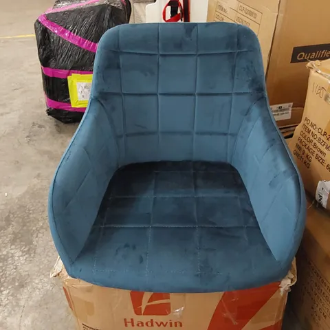 BOXED BLUE VELVET DINING CHAIRS SET OF 2 (1 BOX)