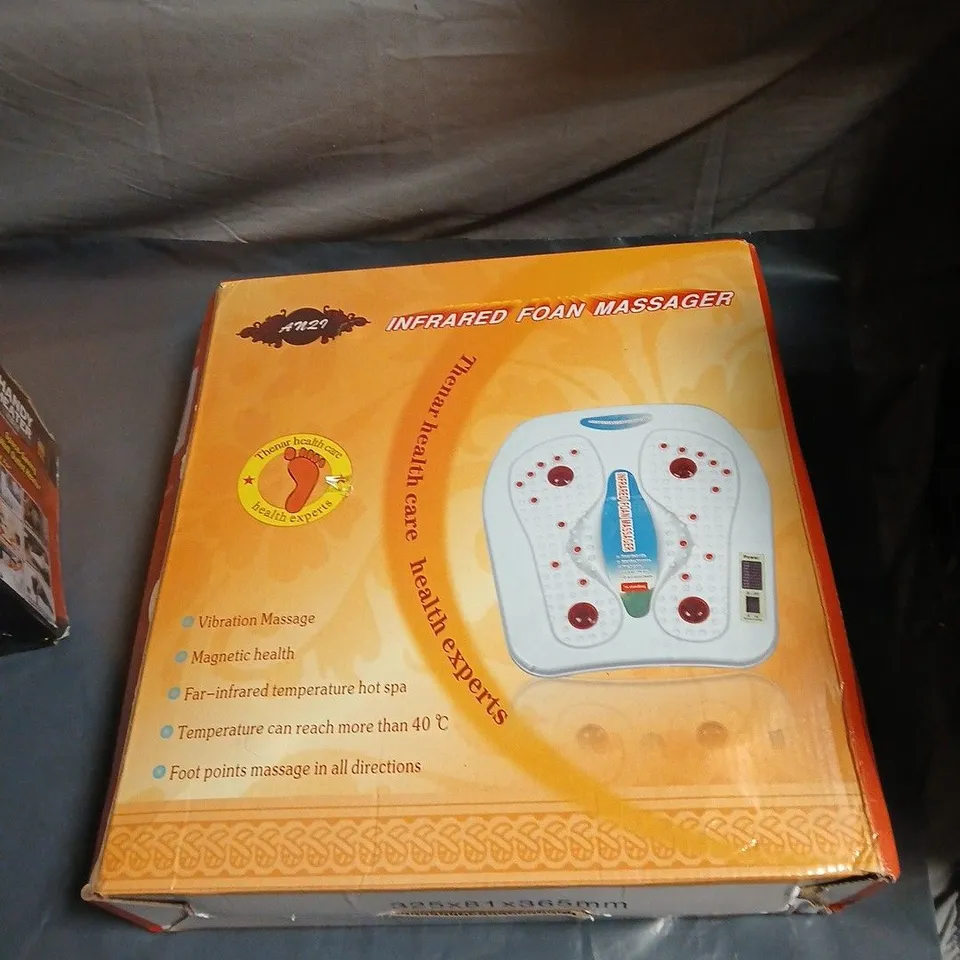 BOX OF APPROXIMATELY 12 ASSORTED ELECTRICAL ITEMS INCLUDING INFRARED FOOT MASSAGER , HANDY HEATER AND SHOE DRYER 