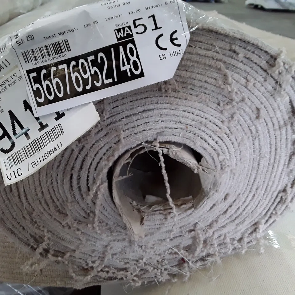 ROLL OF QUALITY HABBERLEY RIDGE RAINY DAY CARPET APPROXIMATELY 13.2×5M