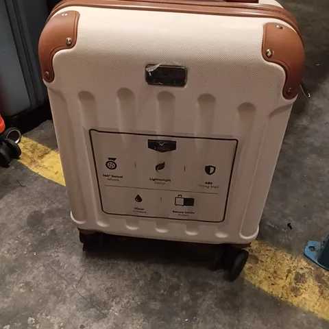 UNBOXED KEPLIN LUGG SMALL SIZE TRAVEL SUITCASE WITH WHEELS CREAM AND BROWN COLOUR 