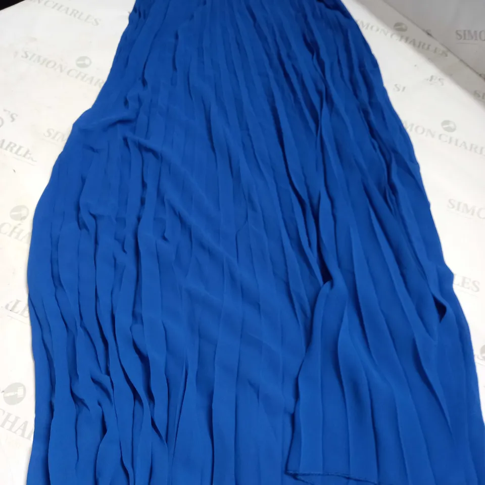 KURT MULLER WOMAN PLEATED MAXI SKIRT IN BLUE WITH ELASTIC MULTICOLOUR BAND AT TOP - SIZE UNSPECIFIED