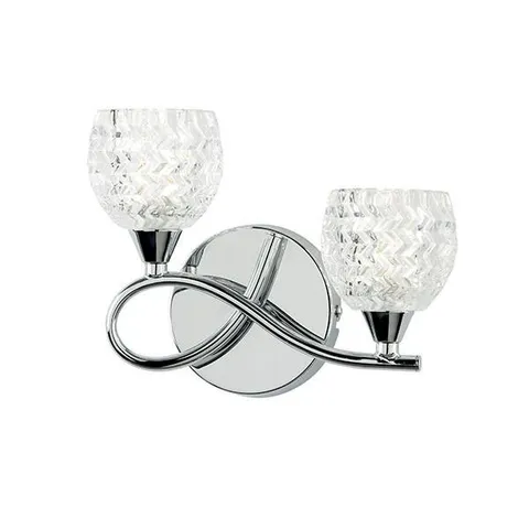 BOXED BOYER 2 LIGHT CHROME WITH CLEAR GLASS LEFT WALL LIGHT