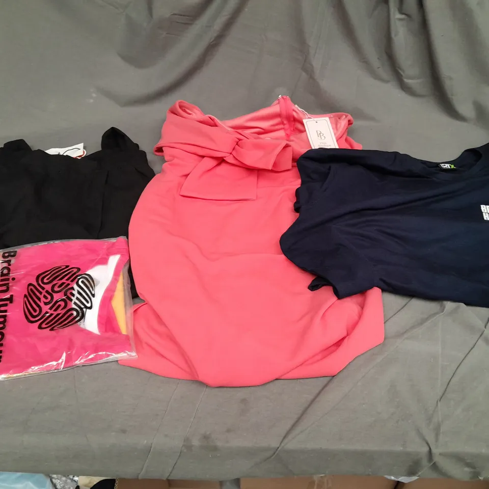 BOX TO CONTAIN APPROX 10 X ASSORTED ITEMS OF CLOTHING INCLUDES; DRESSES, SHIRTS ETC 