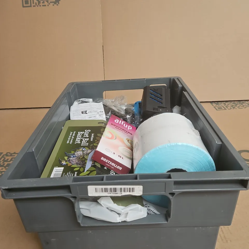 TOTE OF APPROXIMATELY 12 ASSORTED ITEMS TO INCLUDE PROJECTION LAMP 3.0, DOSSIER PERFUME, LABELS, AIR UP ETC