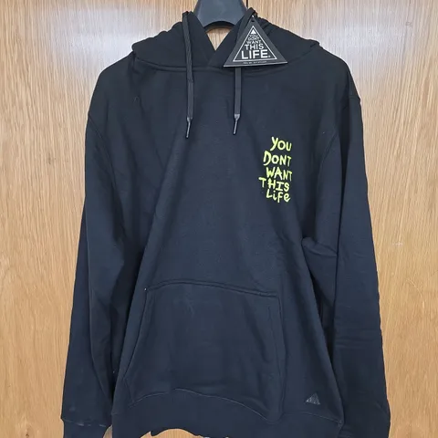 BAGGED YOU DONT WANT THIS LIFE YELLOW PAINTER HOODIE - SIZE XL