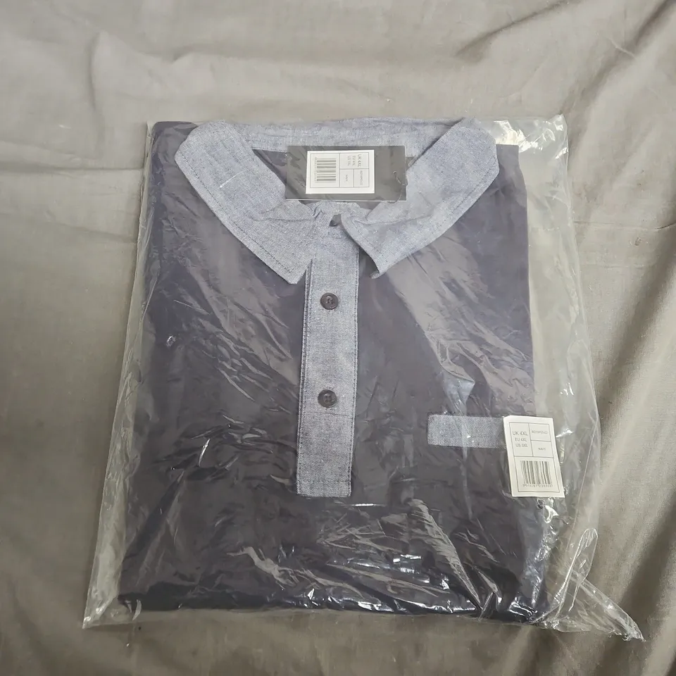 MEN'S NAVY POLO SHIRT WITH LIGHT BLUE COLLAR – UK 4XL (EU 4XL, US 3XL)