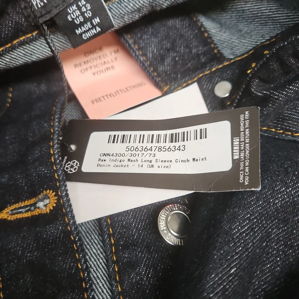 PRETTYLITTLETHING DENIM JACKET UK 14 WITH TAGS