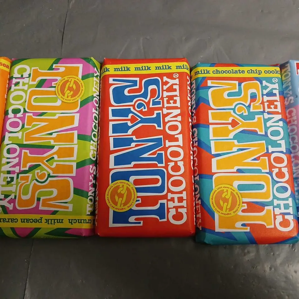 LOT OF 5 ASSORTED 180G BARS OF TONYS CHOCOLATE