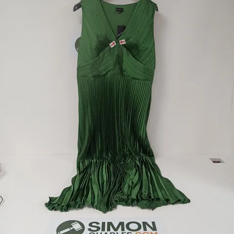 KALEIDOSCOPE GREEN PLEATED MAXI DRESS - WOMEN'S UK 16