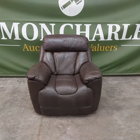 QUALITY DESIGNER FAUX LEATHER MANUAL RECLINER - BROWN