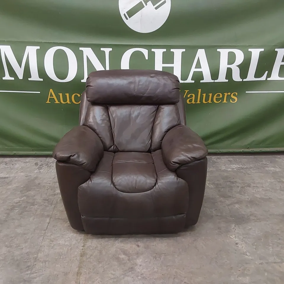 QUALITY DESIGNER FAUX LEATHER MANUAL RECLINER - BROWN