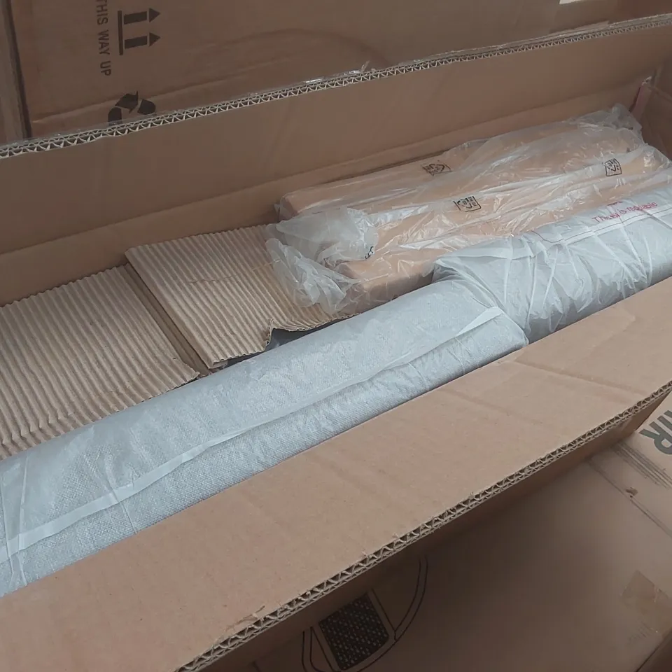 BOXED PAIR OF GREY FABRIC UPHOLSTERED DINING CHAIRS 