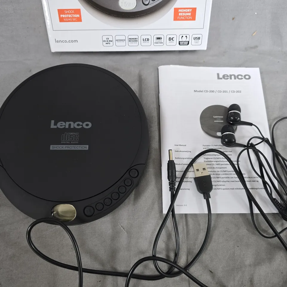 LENCO CD-200 PORTABLE CD/MP3 PLAYER WITH EARPHONES