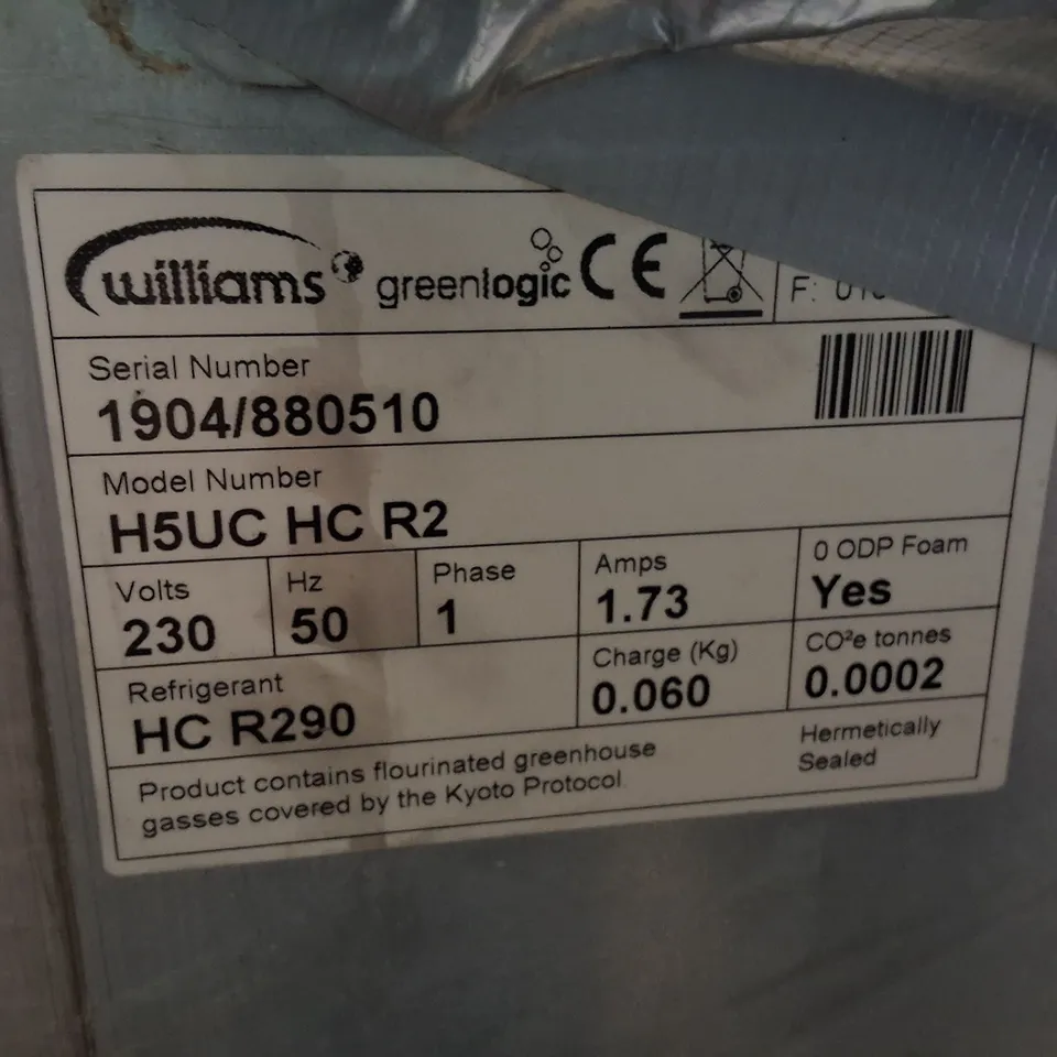 WILLIAMS H5UC HC R2 COMMERCIAL UNDERCOUNTER REFRIGERATOR