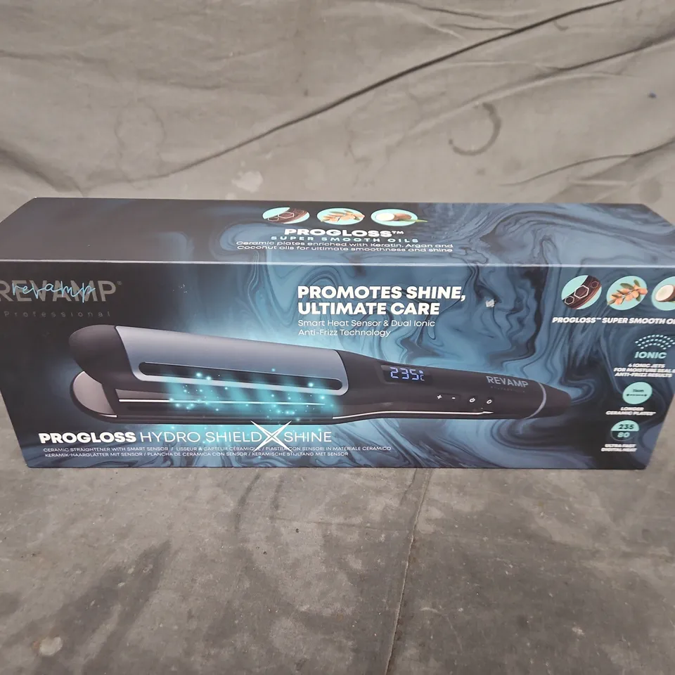 BOXED REVAMP PROGLOSS HYDRO SHIELD SHINE CERAMIC STRAIGHTENER