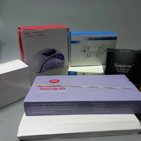 APPROXIMATELY 8 BOXED ELECTRICAL PRODUCTS TO INCLUDE WIRELESS CONTROLLER, LED/UV LAMP, ORIDGET DIGITAL TIMER SOCKET, ETC