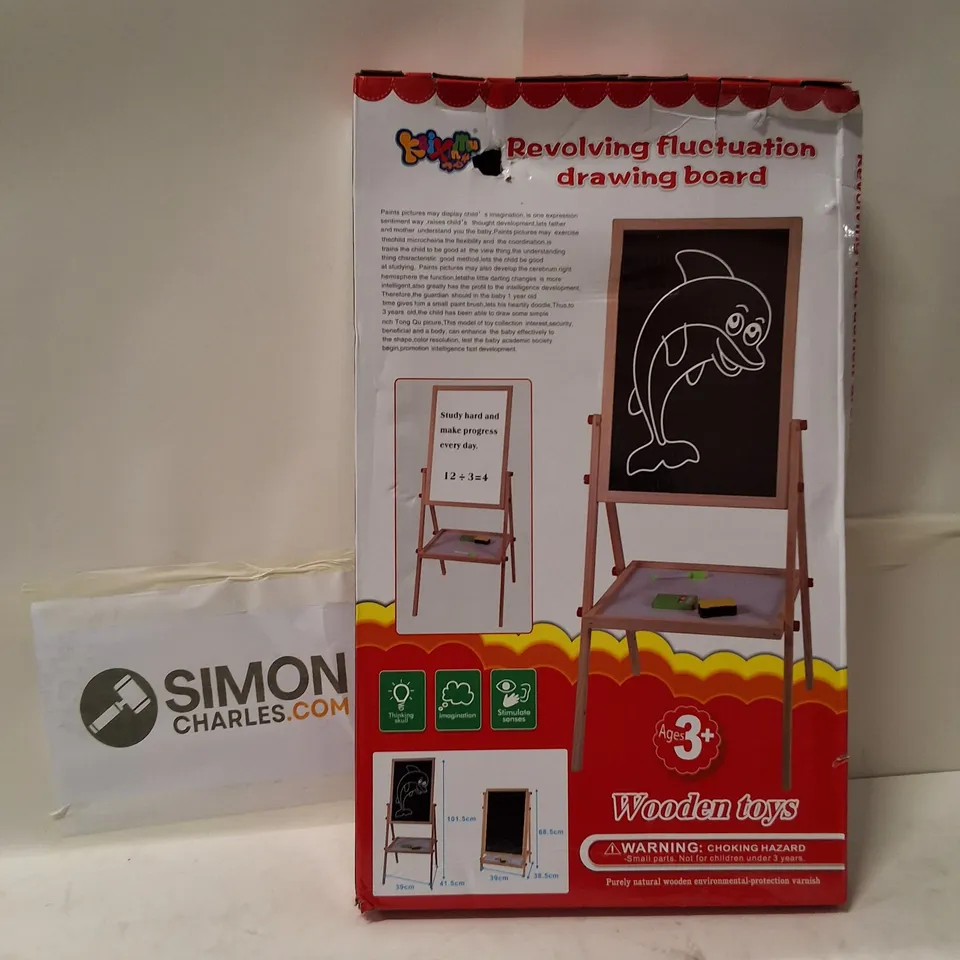 WOODEN DRAWING BOARD EASEL – REVOLVING FLUCTUATION DRAWING BOARD (AGES 3+) BOXED