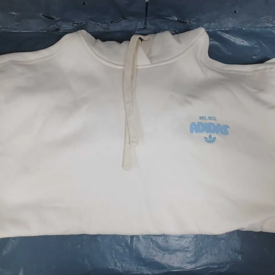 ADIDAS LONG SLEEVE HOODIE IN BEIGE SIZE LARGE (16-18)