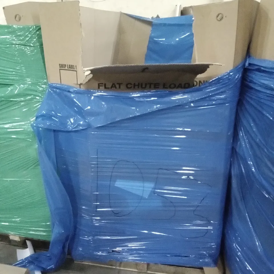 PALLET OF ASSORTED ITEMS INCLUDING LEVEL 8 SUITCASE, BEACH CHAIR, SLANT-LEG POP UP CANOPY, HOMELABS AUTOMATIC TRASH CAN 21 GALLON, ELEGANT LED MIRROR