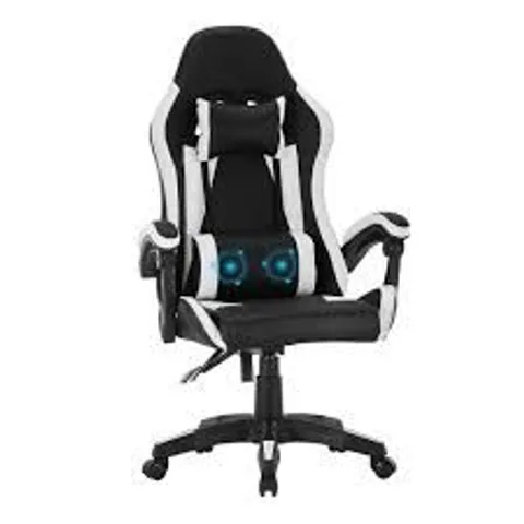 BOXED GAMING/OFFICE CHAIR IN BLACK AND WHITE