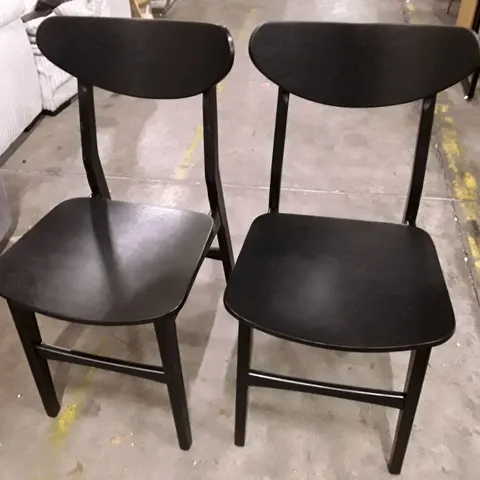 SET OF 2 BLACK WOOD DINING CHAIRS 