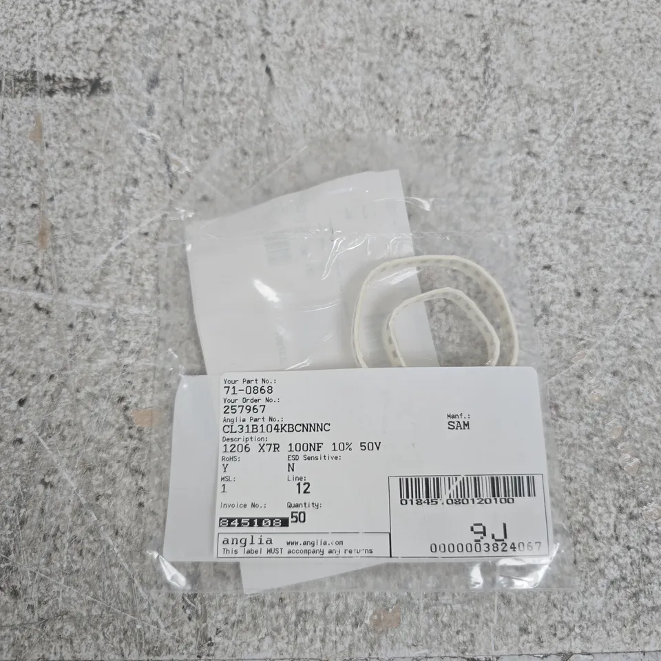 SAMSUNG CL31B104KBCNNNC CERAMIC CAPACITOR 100NF 50V X7R 1206
