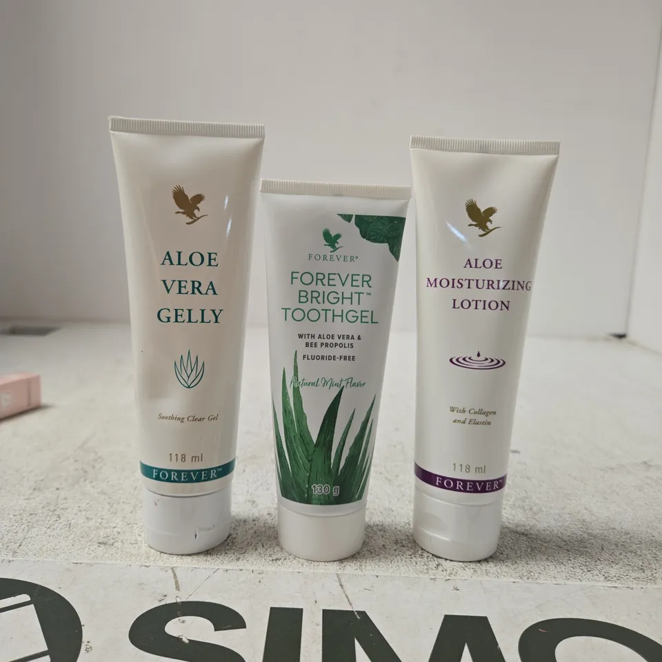 FOREVER ALOE VERA GELLY, BRIGHT TOOTHGEL & MOISTURISING LOTION (SET OF 3)