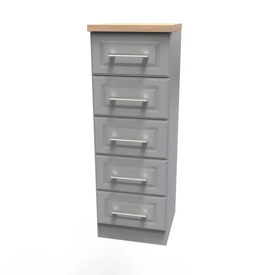BOXED FULLY ASSEMBLED BERTI 5-DRAWER CHEST OF DRAWERS 