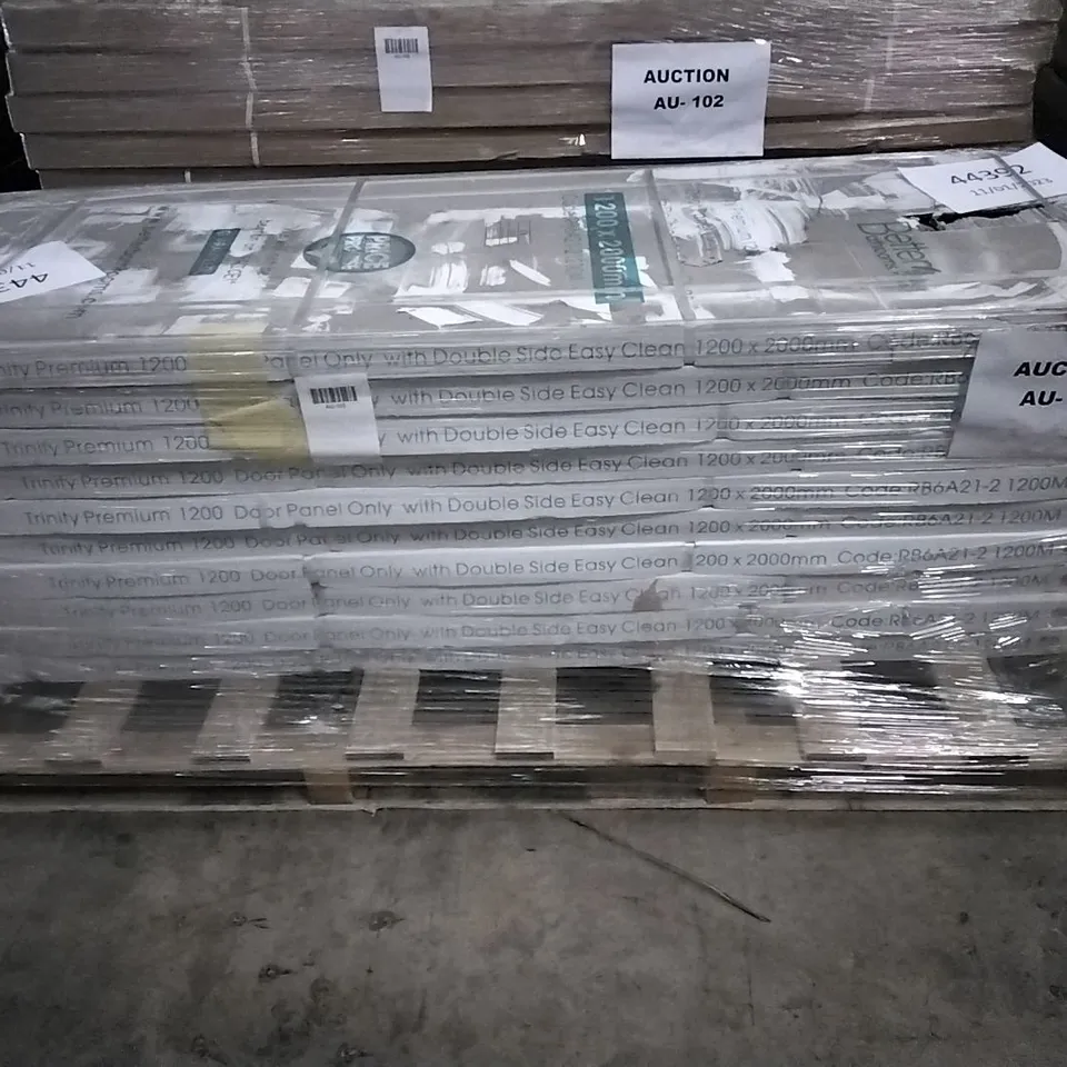 PALLET OF 10 BRAND NEW BOXED TRINITY PREMIUM 1200 DOOR PANEL ONLY WITH DOUBLE SIDE EASY CLEAN 1200X2000MM