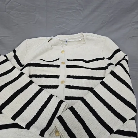 ONLY LAURA LIFE LS O-NECK CARDIGAN – CREAM WITH BLACK STRIPES, XL