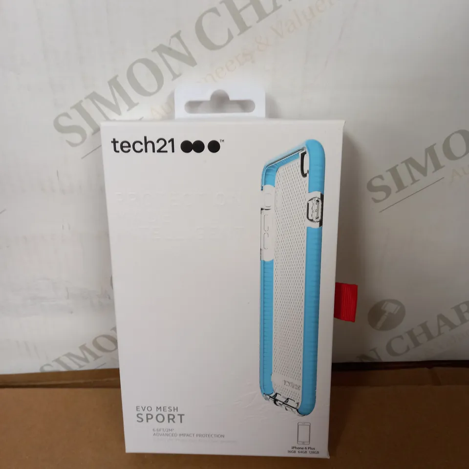LOT OF APPROXIMATELY 15 TECH21 EVO MESH SPORT PHONE CASES FOR IPHONE 6 PLUS - CLEAR/BLUE