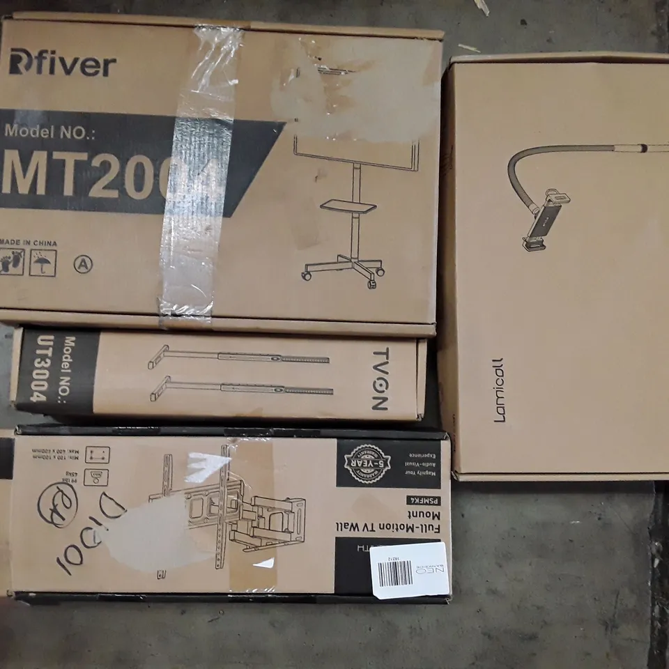 PALLET CONTAINING AN ASSORTMENT OF FULL TV AND MONITOR WALL MOUNT AND TV STAND ECT 