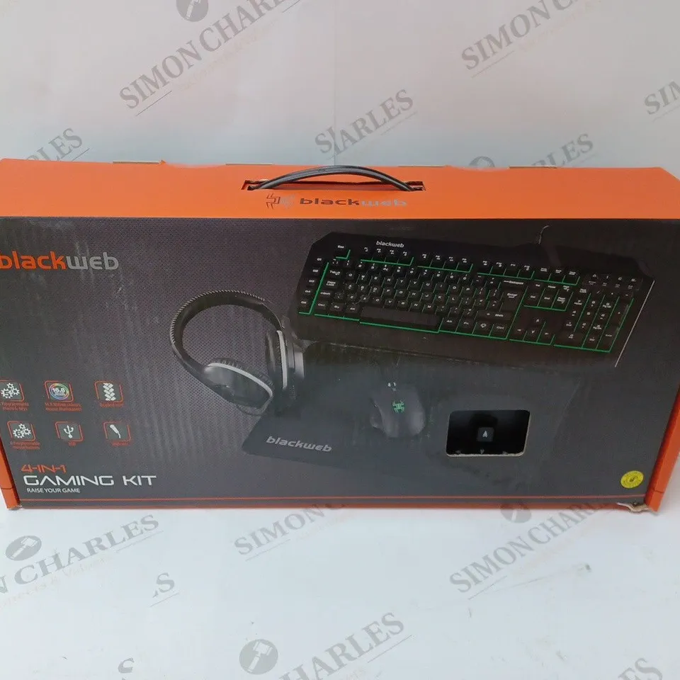 BRAND NEW BOXED BLACKWEB 4 IN 1 GAMING KIT INCLUDING KEYBOARD, MOUSE AND HEADSET