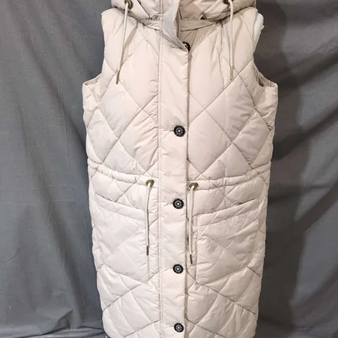 BARBOUR FIBRE DOWN QUILTED GILET WITH HOOD – BEIGE, UK 12