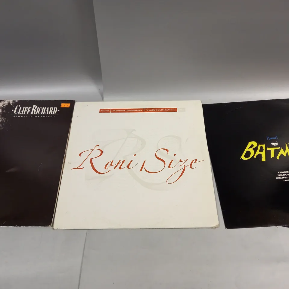 APPROXIMATELY 10 ASSORTED VINYL RECORDS TO INCLUDE BATMAN, KINGFISH INGRAM, AND NAZARETH ETC. 