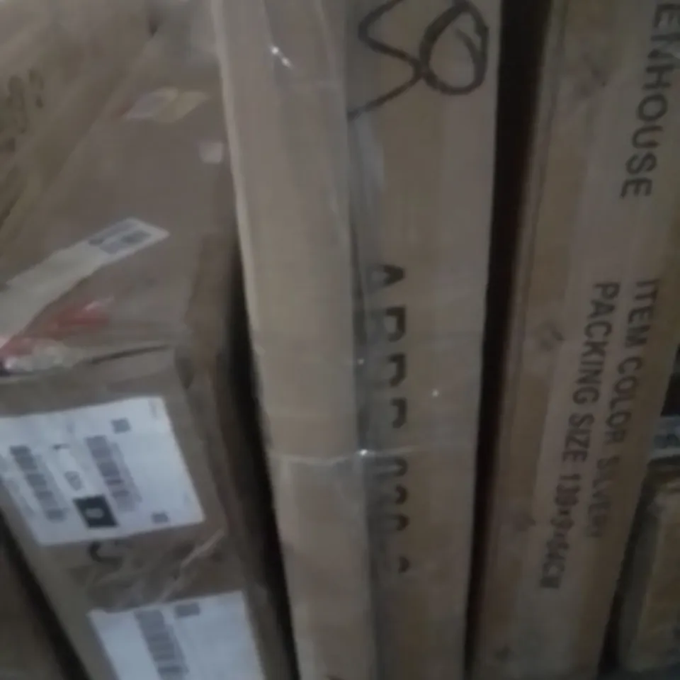 BOXED VELVET OTTOMAN BED FRAME WITH GOLD-TRIMMED HEADBOARD (2 BOXES)