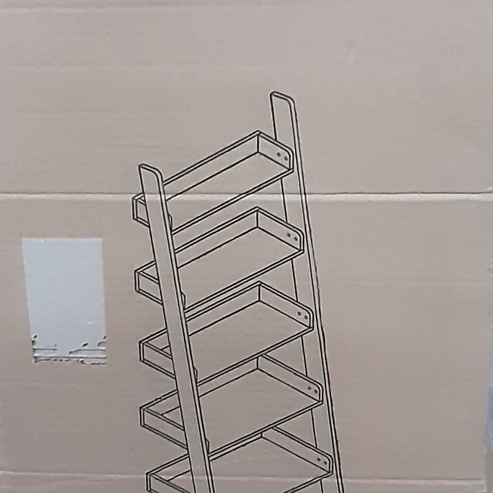 BOXED FULTON LADDER BOOKCASE IN RUSTIC OAK EFFECT , H170 X W70 X D35CM 
