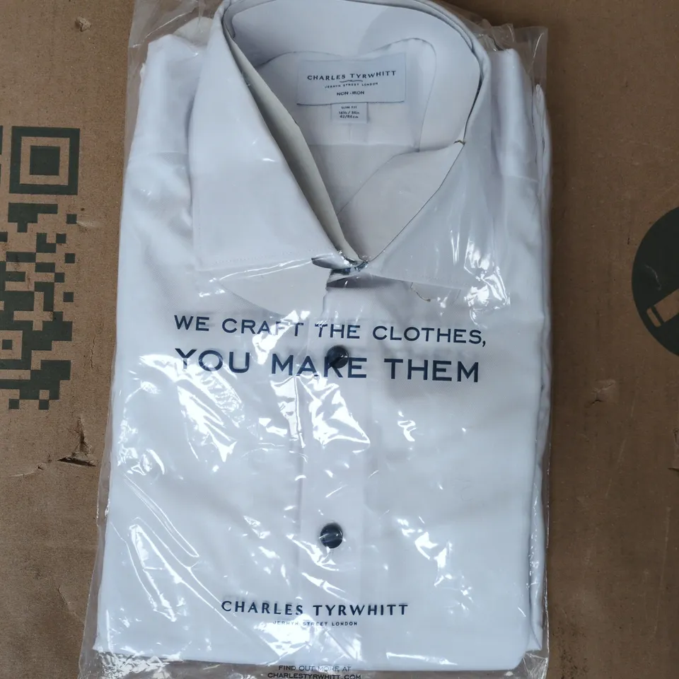 BAGGED CHARLES TYRWHITT SLIM FIT SHIRT IN WHITE SIZE 16.5/34"