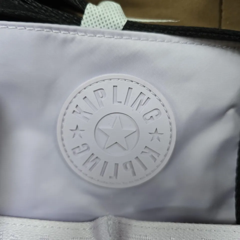 KIPLING TOTE BAG – LAVENDER NYLON WITH BLACK HANDLES